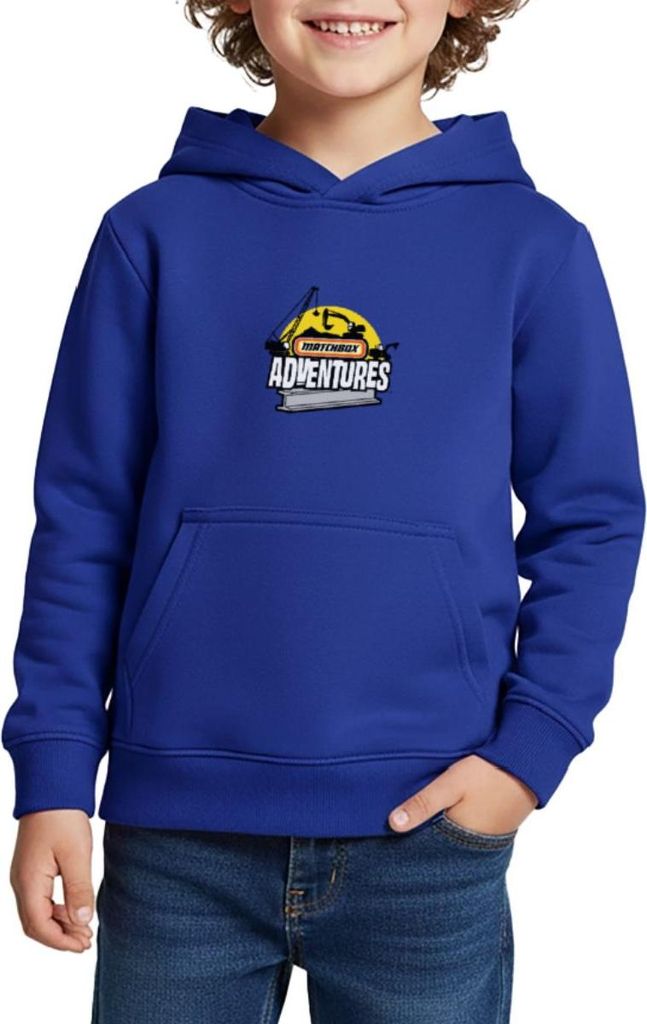 Spreadshirt Matchbox Adventures Design Mit Kran Und Bagger Kinder Premium Hoodie, 158/164 (12 Jahre), Royalblau