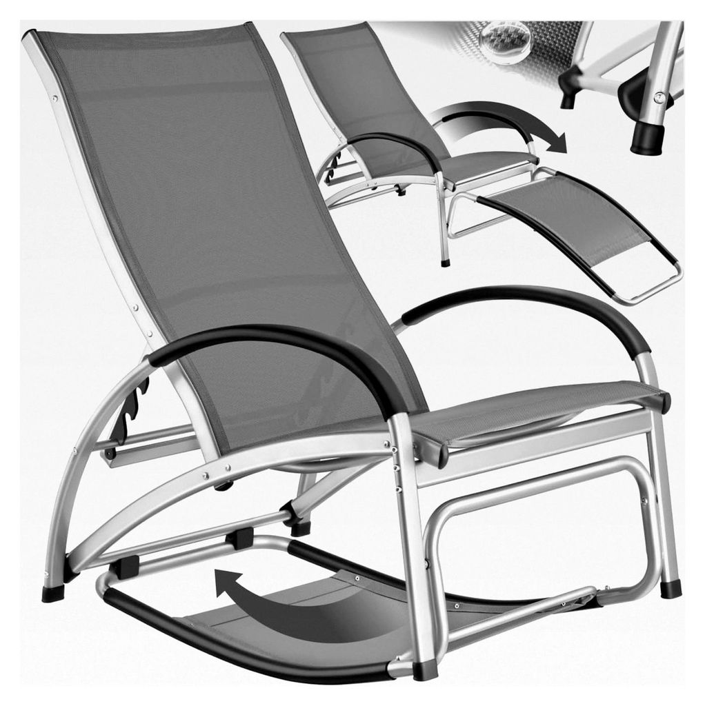 Gartenliege mit 4-fach verstellbarer Rückenlehne, Aluminiumgestell, wetterfeste Relaxliege, Liegesessel für Balkon, Terrasse und Garten - anthraz...