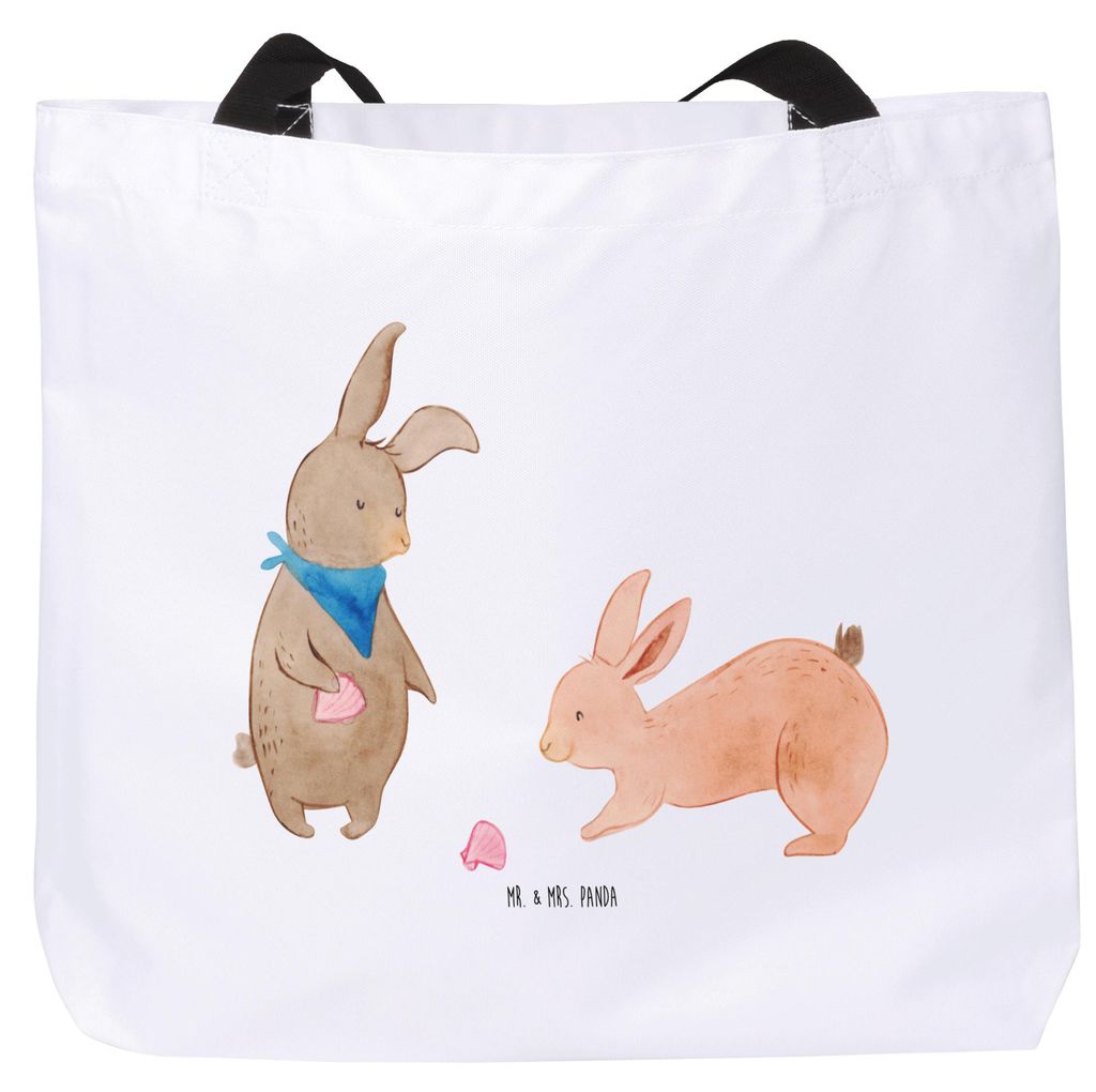Mr. & Mrs. Panda Tote Bag Hasen Muschel - Weiß - Geschenk, Freundin, Beste, Strandtasche, Ferien, Urlaub, Tasche, Muttertag, Reisetasche, Strand, ...