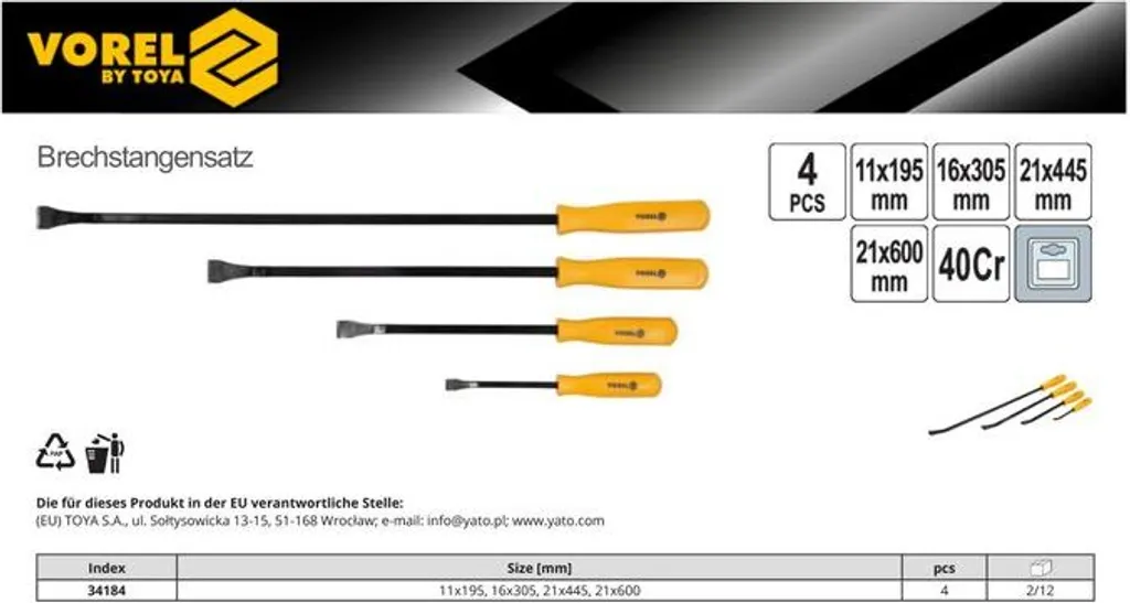 VOREL 34184 Hebel/Stange 4 Stück(e) - 5