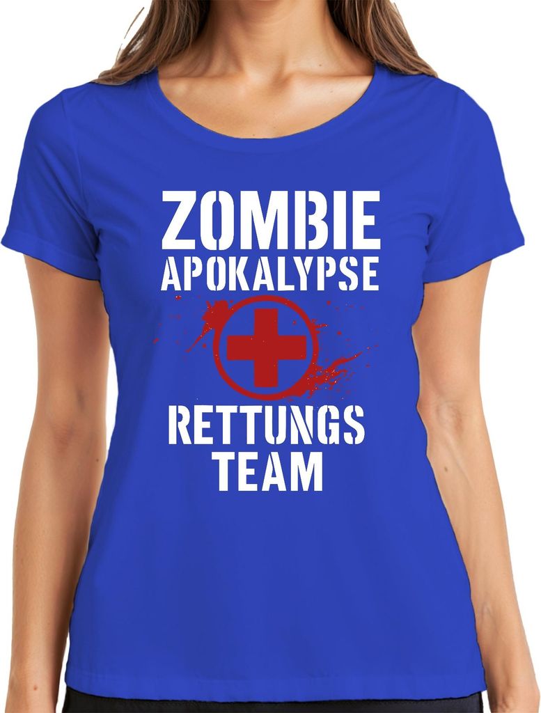 Zombie Apokalypse Rettungs Team Überlebensteam Notfall Sanitäter Damen T-Shirt, Blau, 3XL