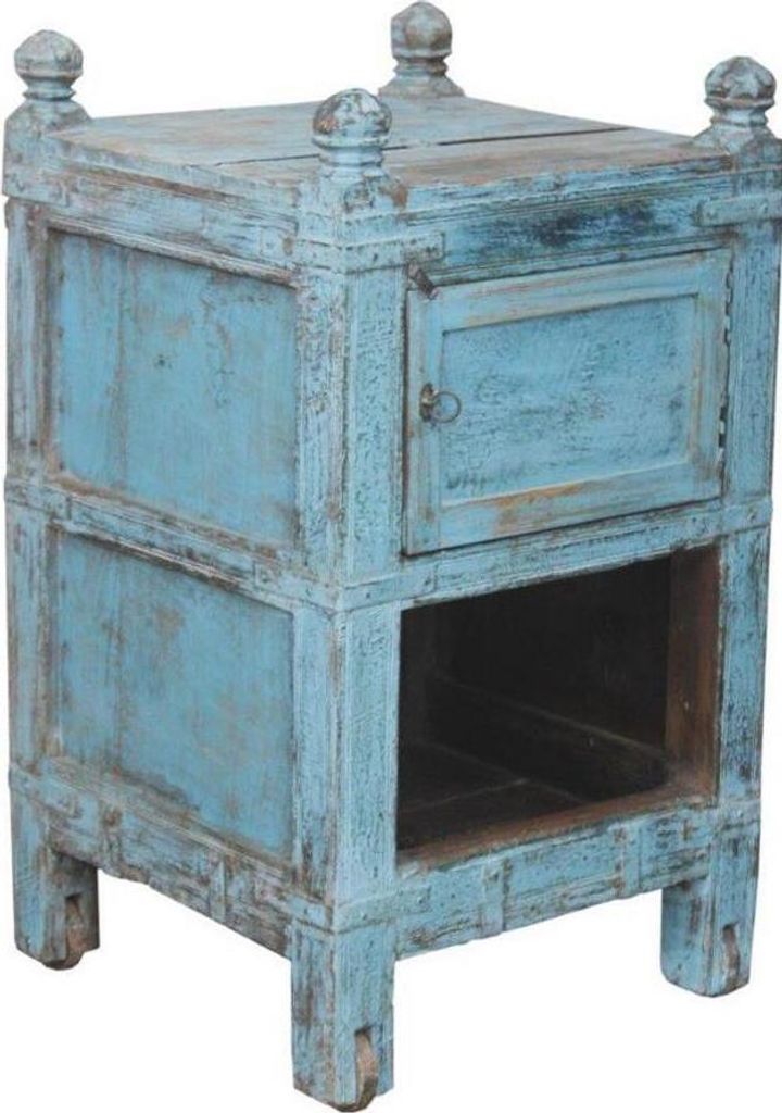 Vintage Beistellschrank, Kommode, Nachttischschrank, Flurschrank - Modell 99, Türkis, Holz, 94*54*53 cm, Kleine Schränke