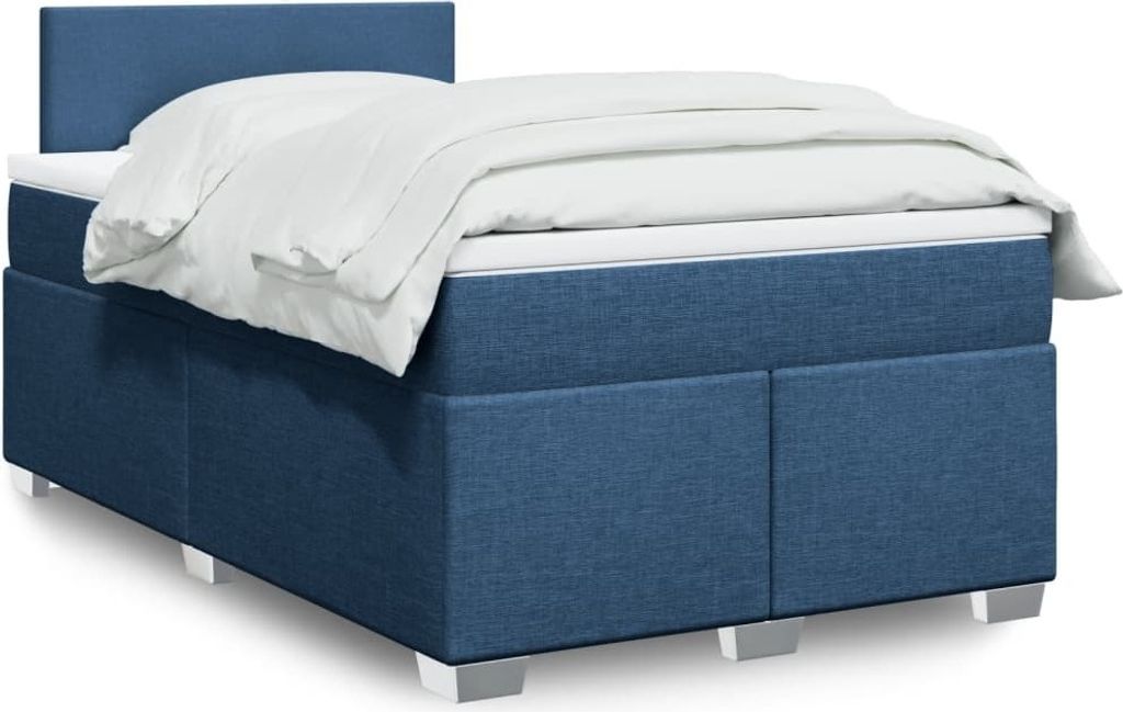 Möbel Boxspringbett mit Matratze Blau 120x190 cm Stoff - Polsterbett 3285826