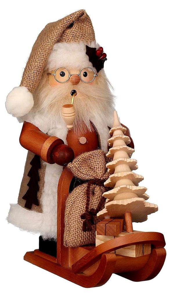 Räuchermännchen Weihnachtsmann mit Schlitten - 28,0 cm - Erzgebirge Räuchermann