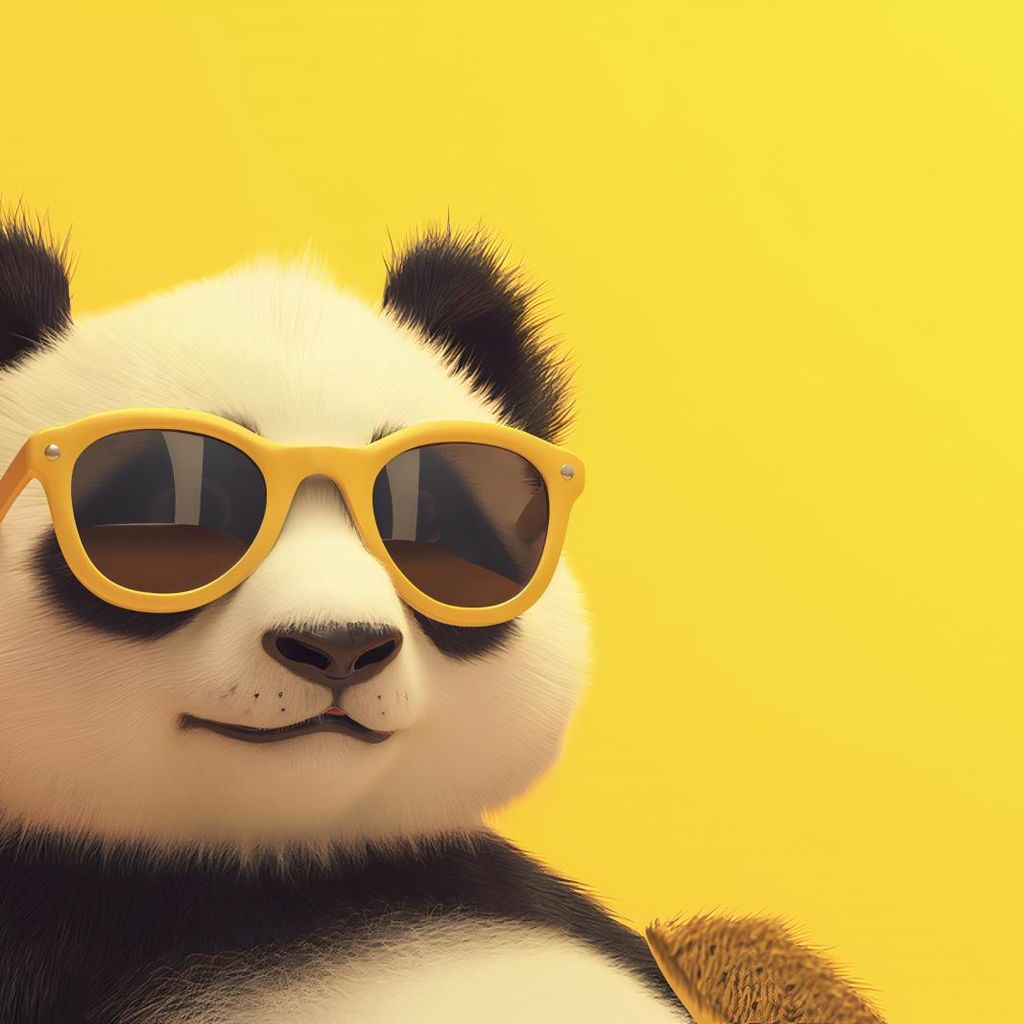 Plakat 70x70cm Panda in Urlaubsstimmung