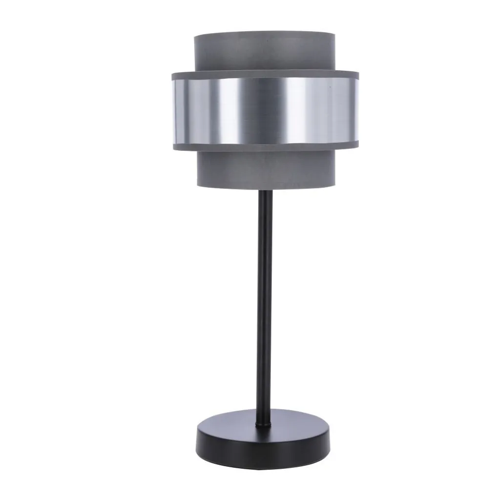 Lampe de table ronde HARE moderne 1xE27 60W coloris noir argent gris