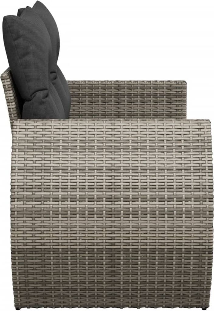 vidaXL Gartensofa 2-Sitzer mit Kissen Grau Poly Rattan Produktbild 5
