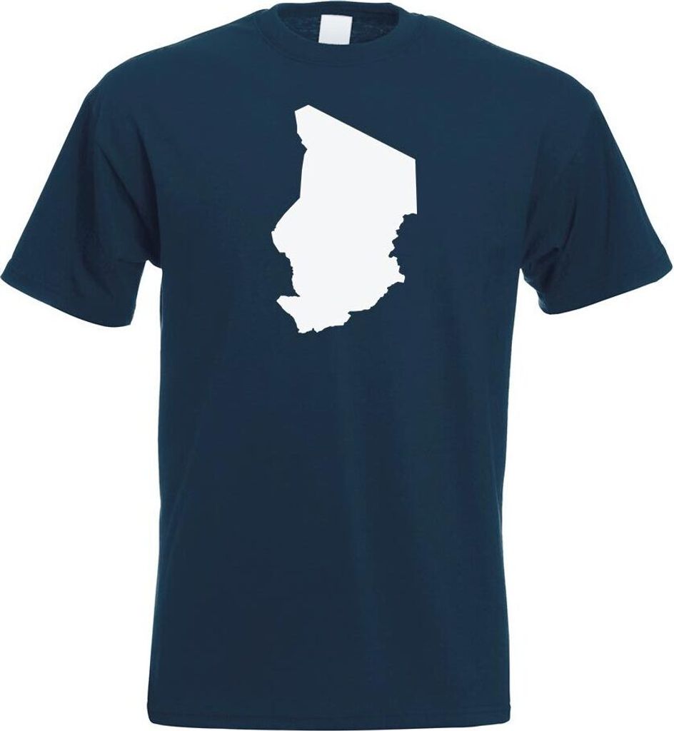 Kiwistar - T-Shirt - Navy - Tschad Umriss Kontur Herren Funshirt Bedruckt Design Sprüche Spruch Motive - mit Motiv Bedruckt - Funshirt Design - Sp...