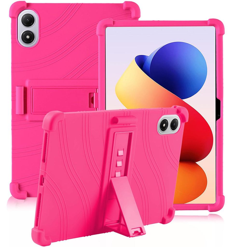 Tablet Hülle für Xiaomi Redmi Pad 2 Pro 2025 12,1", Stoßfeste Weiches Silikon Schutzhülle mit Standfunktion Rosa