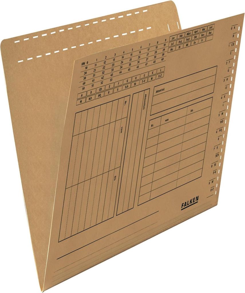 Falken 80004377 Einstellmappe mit Schlitzstanzung Falken braun, Kraftkarton, 230 g/qm