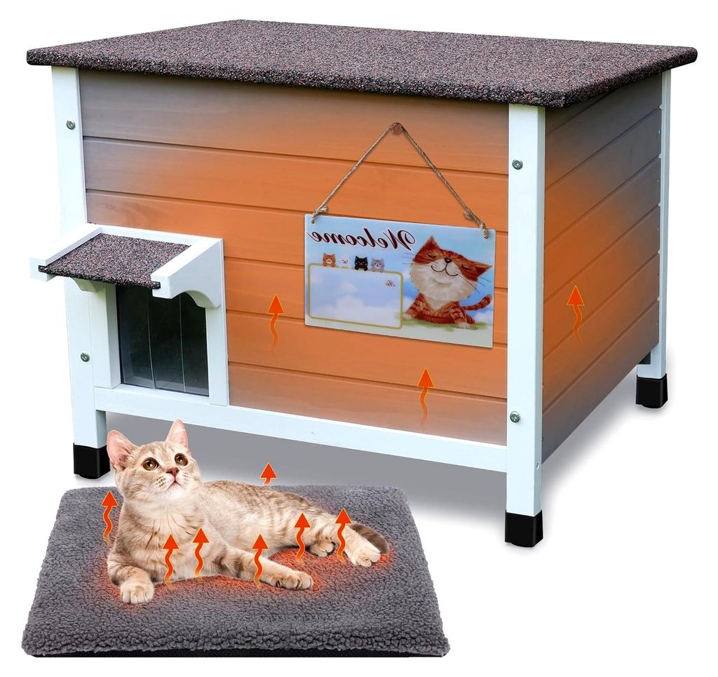 Isoliertes Outdoor-Katzenhaus mit Matte für den Winter