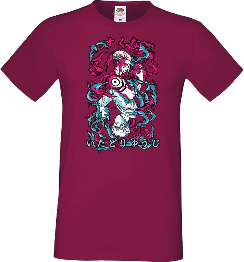 Herren T-Shirt Japan Manga Animation Comics Demon Anime Slayer Akaza 04 Var-005 Akaza Upper, Man 3XL / Burgundy