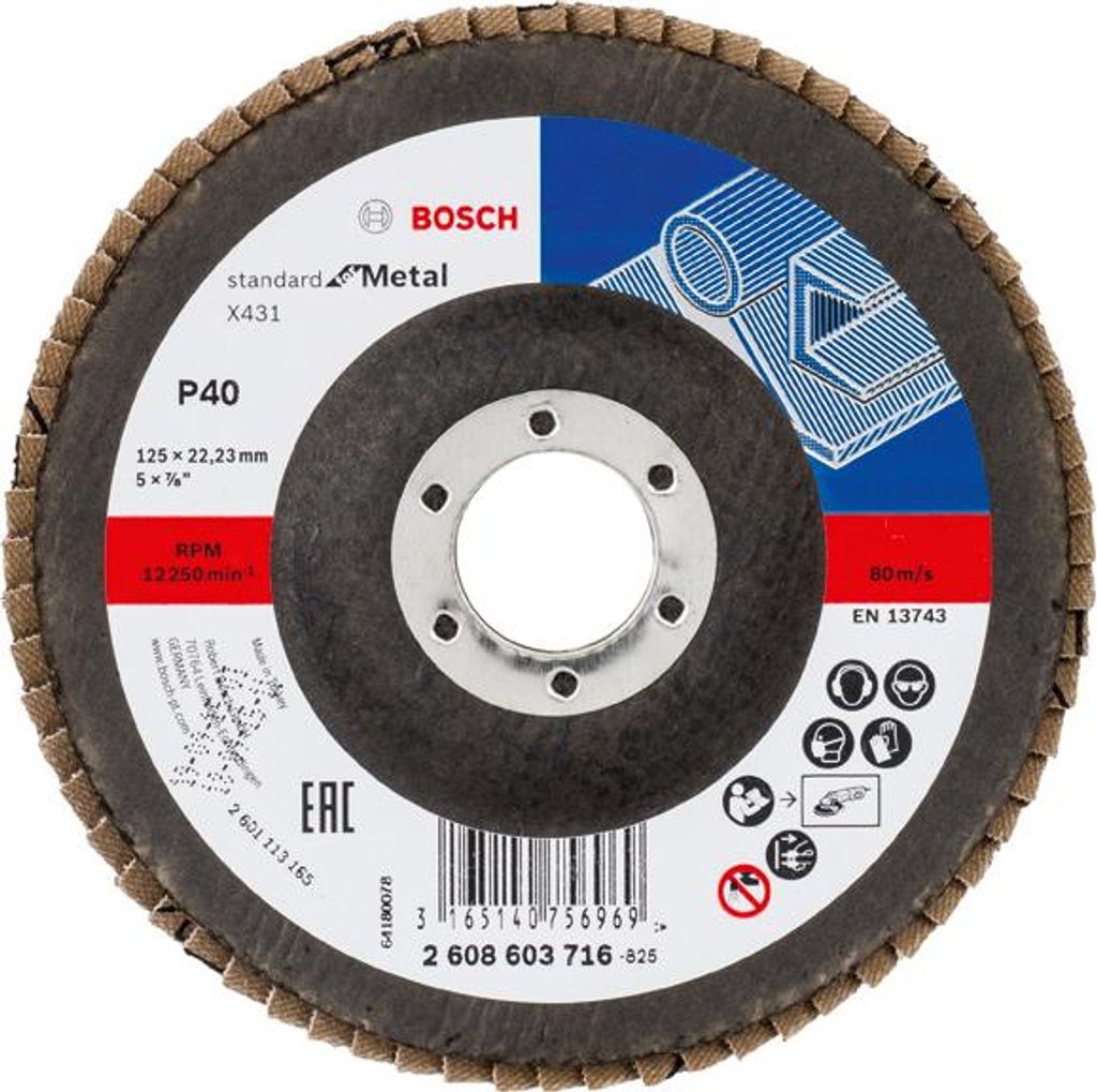 Fächerschleifscheibe X431 Standard for Metal, gerade, 125 mm, 40, Glasgewebe