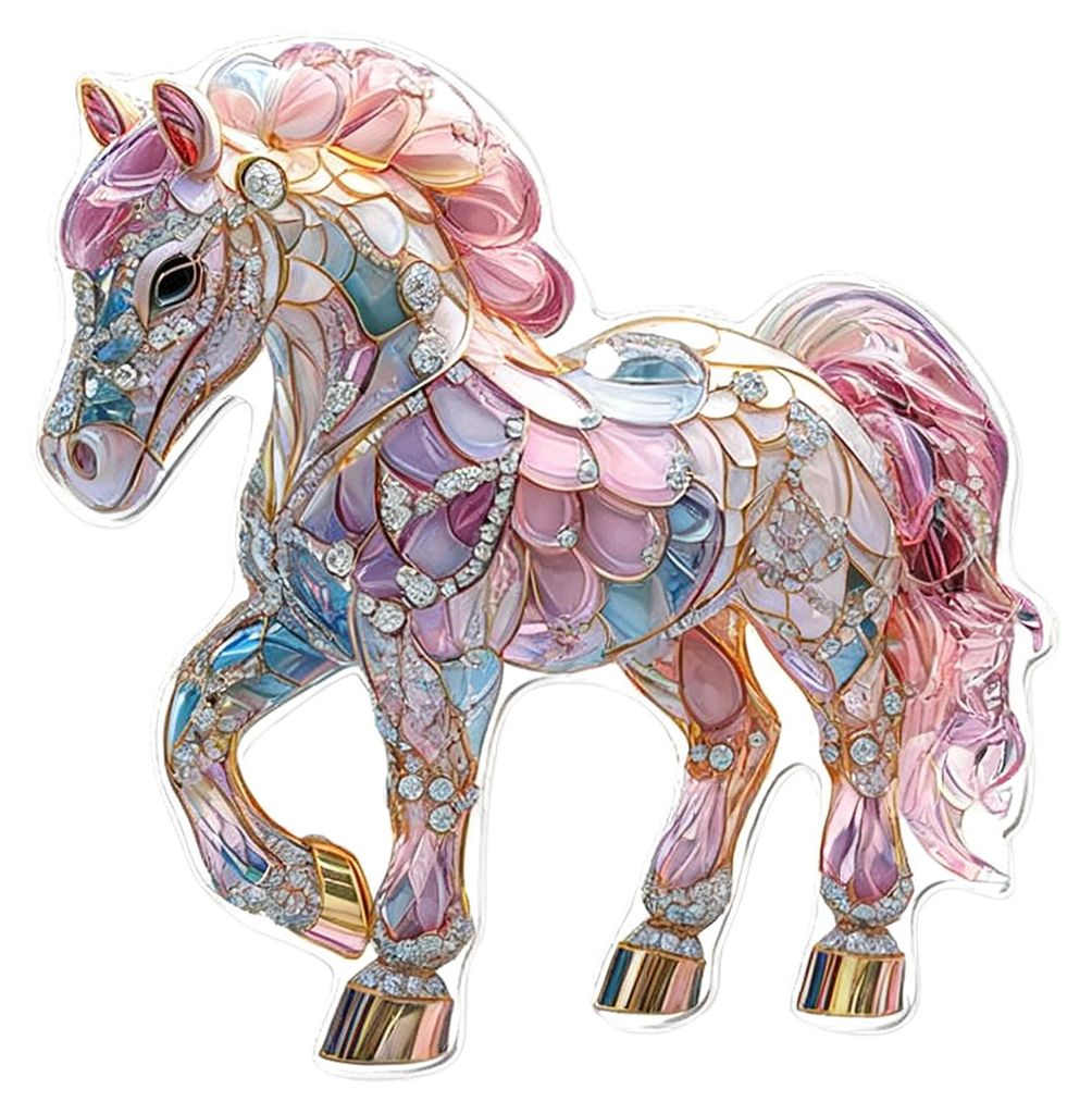 2D-Acryl-Pferdeanhänger, flacher Cartoon-Pferdeanhänger, Schlüsselanhänger, buntes Pferdeornament für Rucksack, Weihnachtsbaumschmuck