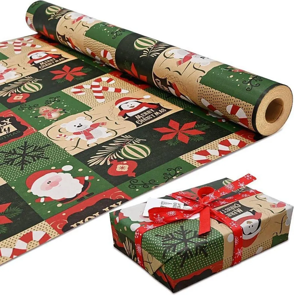 DOJoykey 3x Papier Cadeau Noël 43cm x 15M Multicolor2 Recyclable