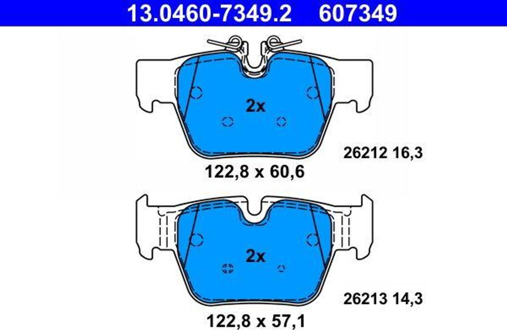 ATE 13.0460-7349.2 Bremsbelagsatz, Scheibenbremse OE 34206885600 kompatibel mit 1er F40, 2er F44, X2, Clubman, Countryman