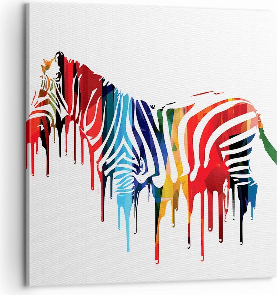 Bild auf Leinwand - Leinwandbild - Zebra Detail digital wild - 60x60cm - Wand Bild - Wanddeko - Leinwanddruck - Bilder - Kunstdruck - Wanddekoratio...