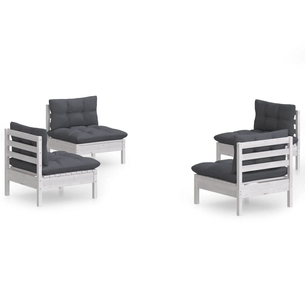 vidaXL 4-tlg. Garten-Lounge-Set mit Anthrazit Kissen Kiefernholz