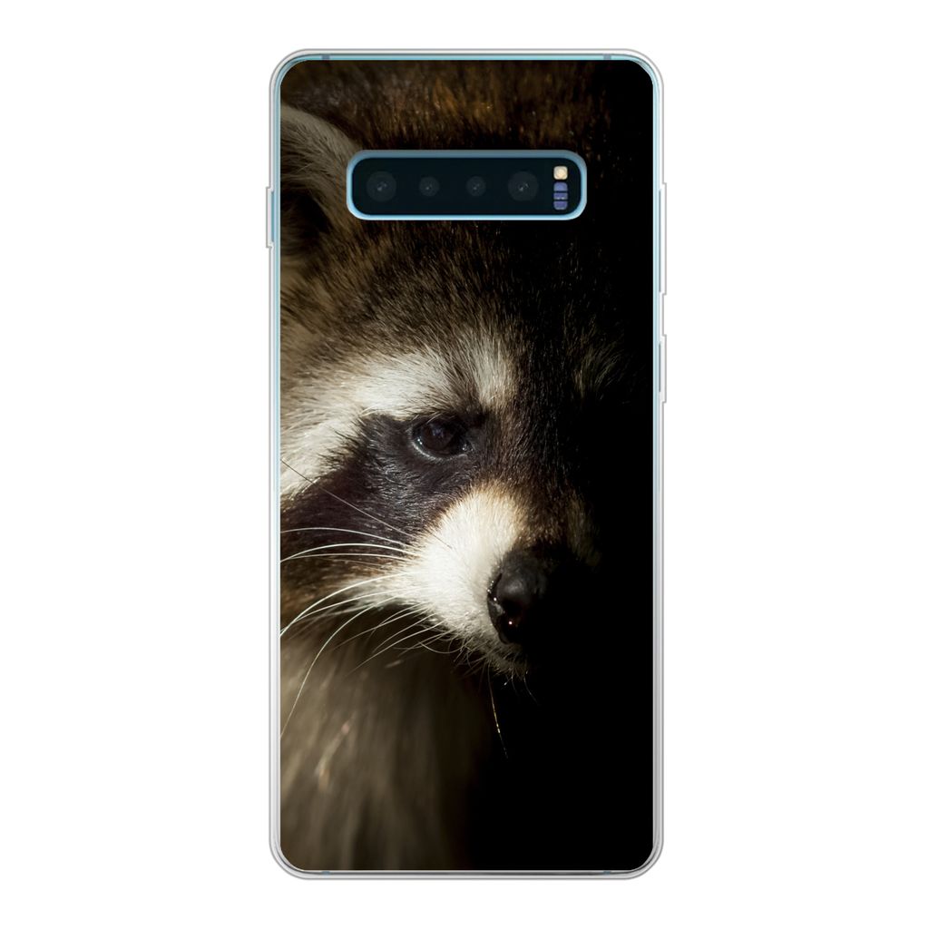 MuchoWow Handyhülle Schutzhülle Hülle für Samsung Galaxy S10 Lite Waschbär - Wilde Tiere - Schwarz Silikon Softcase Handy Hülle - Schutz
