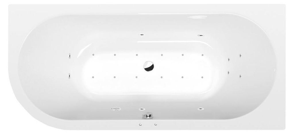 Polysan VIVA R Whirlpool-Badewanne, 185x80x47cm, Active Hydro-Air, Chrom