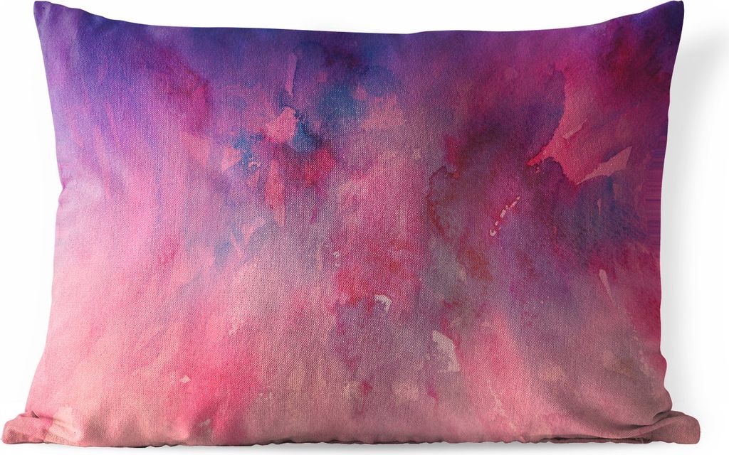 MuchoWow Outdoor Kissen - Aquarell - Rosa - Rot - 50x30 cm - Wetterfest - Lounge Kissen - Sofa kissen - Wohnzimmer Dekoration