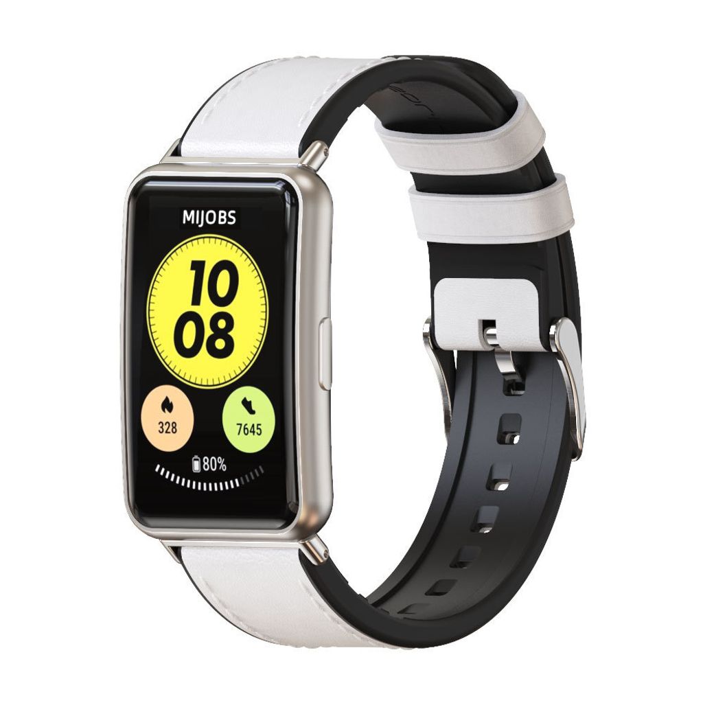 Strap-it Huawei Watch Fit New Leder-Hybridarmband (Weiß)