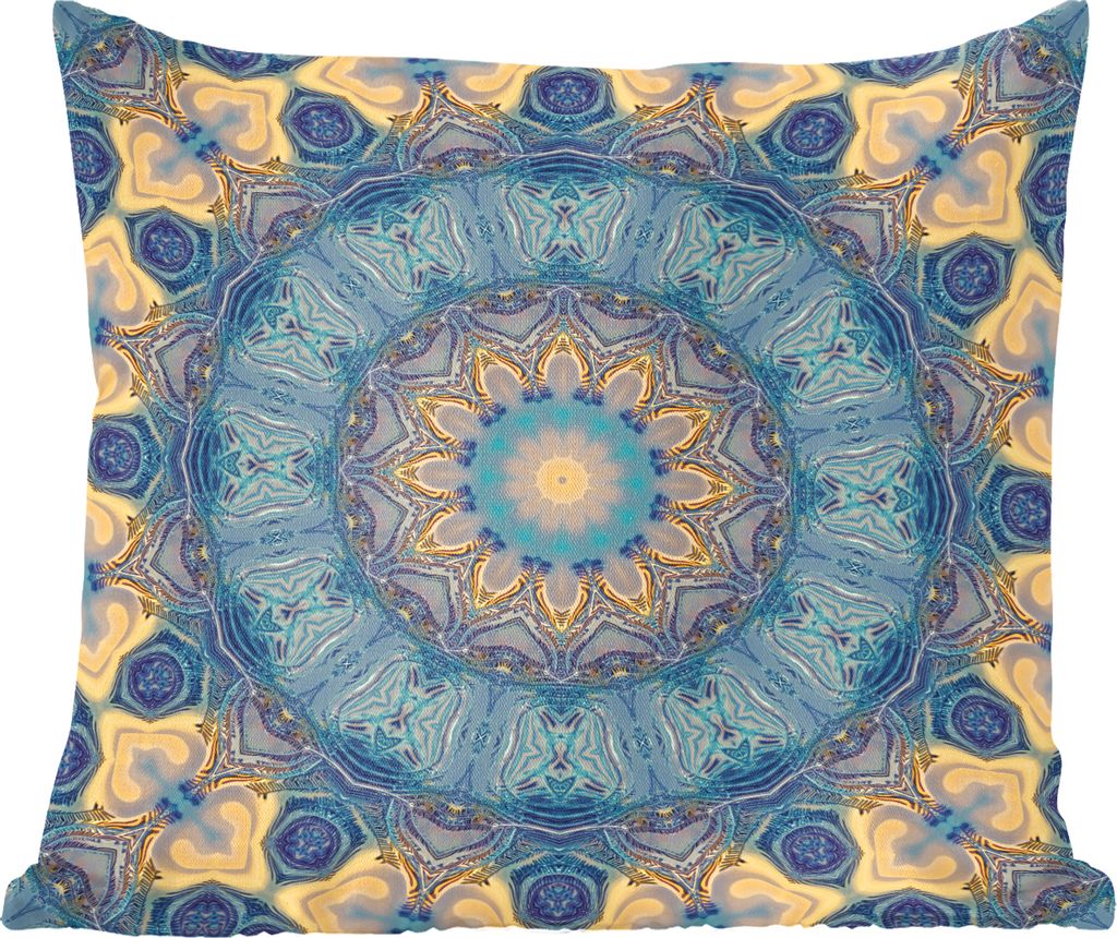 MuchoWow Zierkissen Sofakissen Wohnzimmer Dekokissen 50x50 cm Kreis - Blau - Mandala - Komfort - Sofakissen
