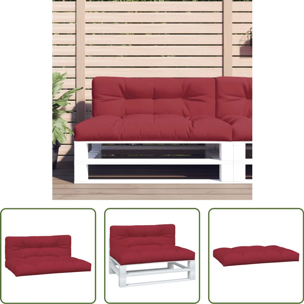 The Living Store Cuscino per pallet 2 pezzi. Tessuto rosso vino