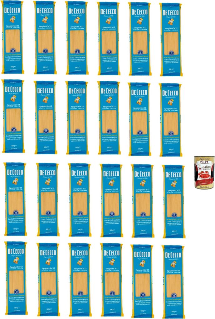 De Cecco Spaghetti N°12 100% Italienisch Pasta Nudeln 24x 500g + Italian Gourmet Polpa 400g