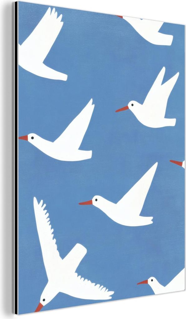 MuchoWow Wanddekoration Metall Metallbild Wandkunst 30x40 cm Vögel - Weiß - Muster MuchoWow Aluminium Gemälde - Bilder