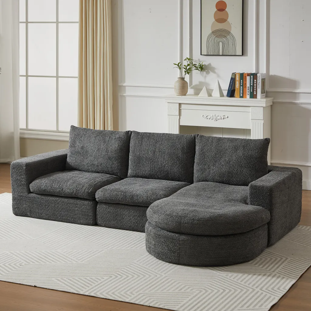 Canapé de Salon Modulable Idéal pour se Relaxer avec Chaise Longue