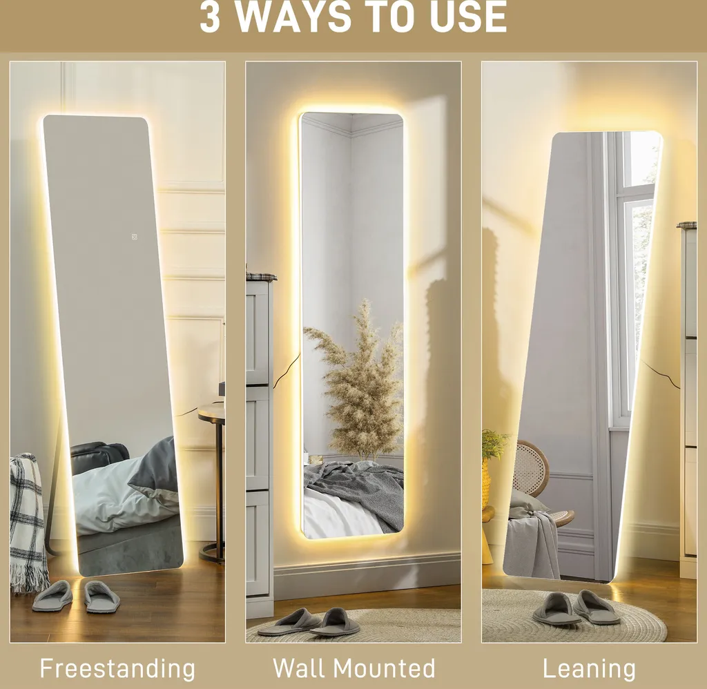 Miroir en pied HOMCOM 150 x 40 cm avec éclairage LED blanc intégré - 11
