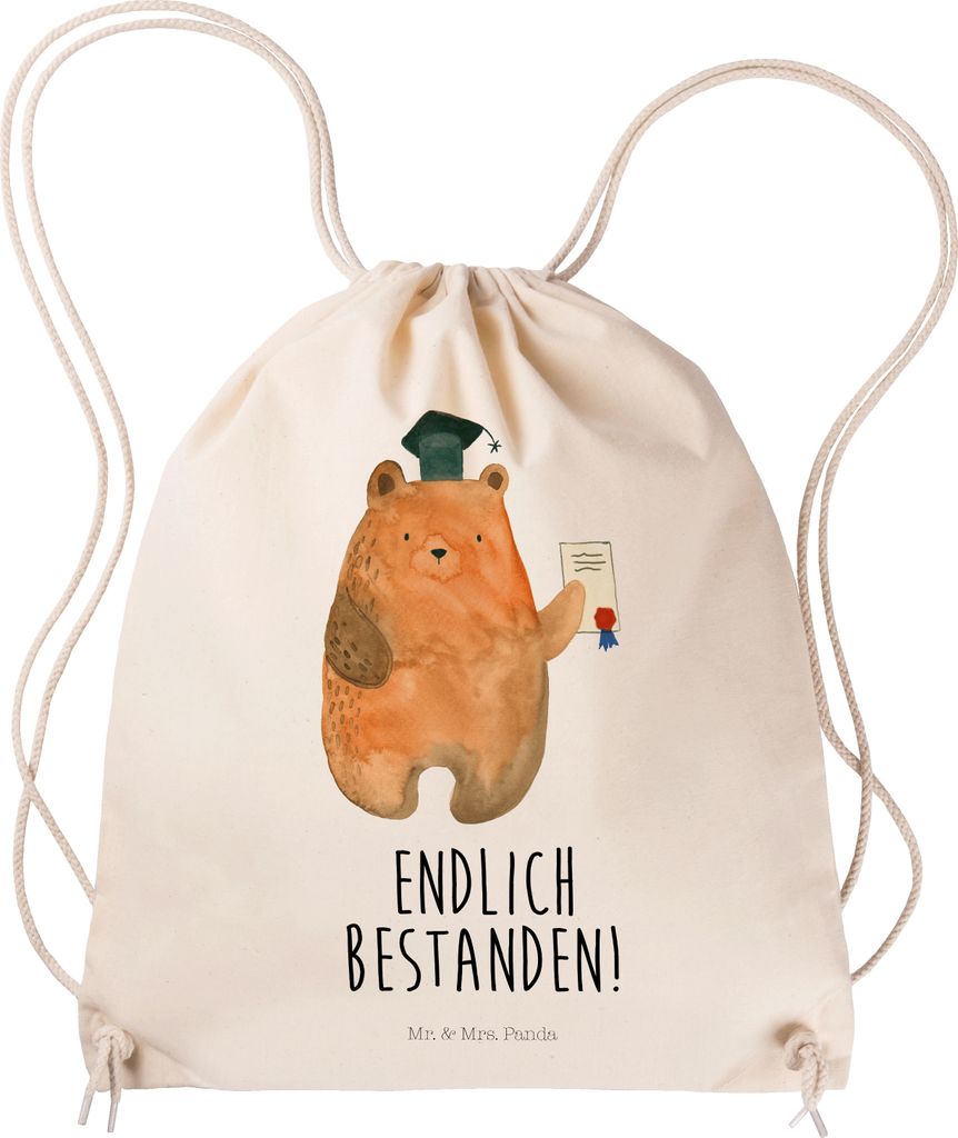 Mr. & Mrs. Panda Sportbeutel Bär Prüfung - Transparent - Geschenk, Abschluss, wander rucksack, Abitur, Säckchen, sporttasche klein, Prüfungen, ...