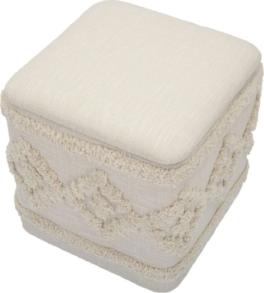 Pouf carré 40cm Damaskus nature : l'assise d'appoint stable et chic