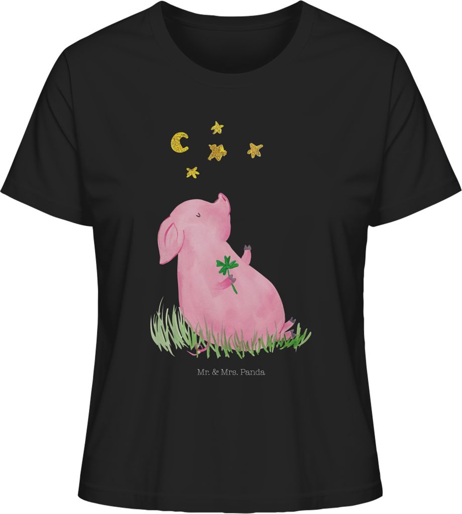 Mr. & Mrs. Panda Oberteil Damen Schwein Glück Größe XL - Schwarz - Geschenk, Basic Shirt, Glücksbringer, Ziele, Lustige Sprüche, Sommershirt, ...
