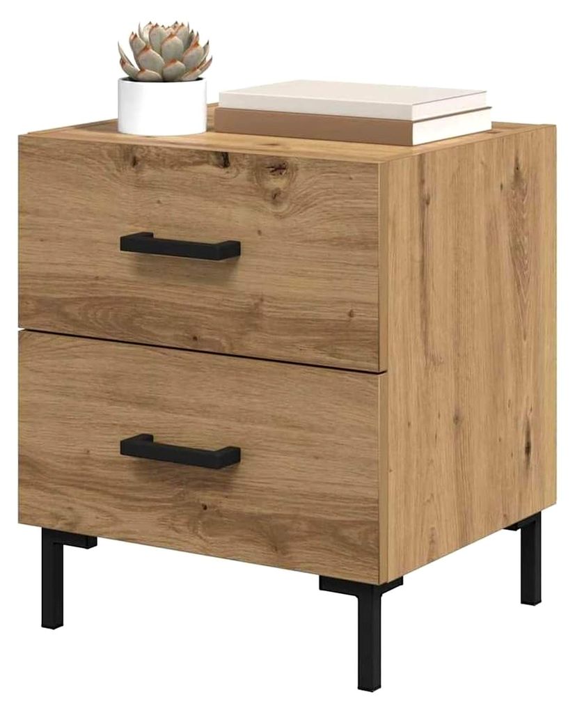 Nachttisch 2 Stück Artisan-Eiche 40 x 35 x 47,5 cm Holzwerkstoff, rustikaler Nachttisch, Stauraumideen, strukturierte Holzmöbel, praktischer Tisc...
