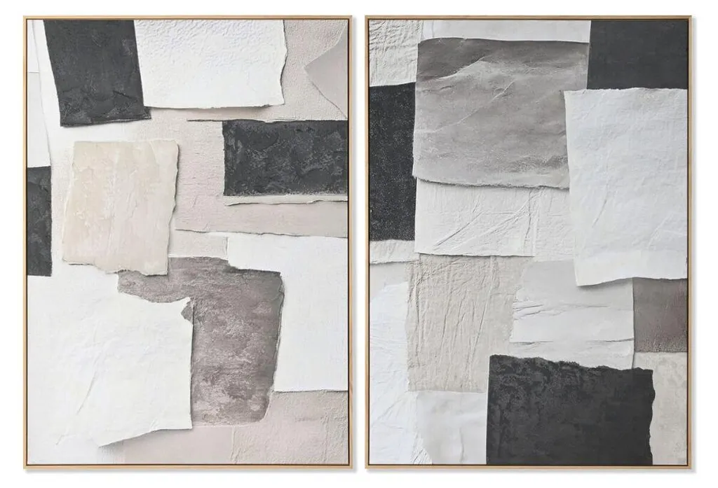 Grande Toile Murale avec Cadre en Bois ESPRIT - Déco Maison 103x143 cm