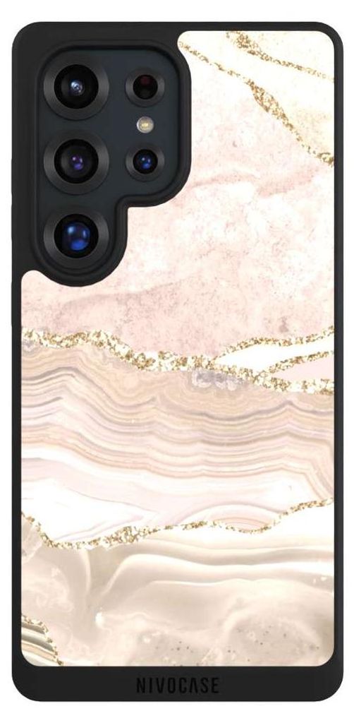NIVOCASE Handyhülle für Samsung Galaxy S25 Ultra Hülle NIVOpure Case Schwarz Glitzer Look Marmor Utart