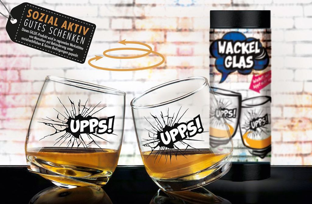 Gilde Wackelglas UPPS!, 2er Set, Trinkglas, Whiskeyglas, Produktbild 
