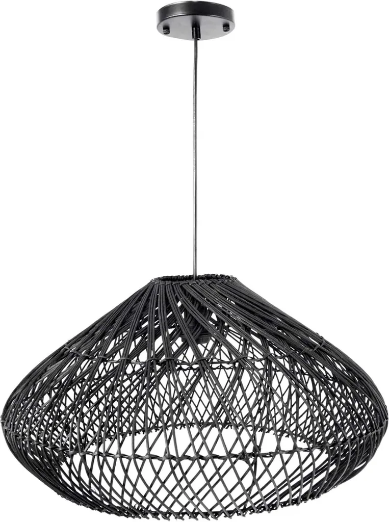 Suspension bambou LUNAR : luminaire anti-éblouissement noir 55x32 cm
