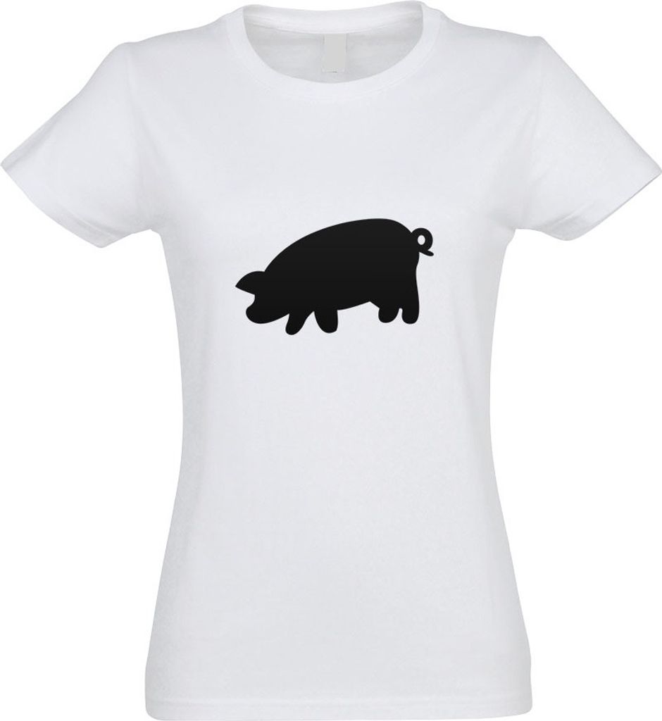 Kiwistar - T-Shirt tailliert - Damen - Weiss - Schwein mit Ringelschwanz - mit Motiv Bedruckt - Funshirt Design - Sport - Freizeit - Damen - XL