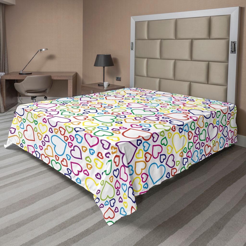 ABAKUHAUS Liebe Bettlaken, Zuneigung Doodle Style Pleasure Stilisiert Blüht Curls Classics Pop Artwork Druck, weiches bequemes oberes Bettlaken f...