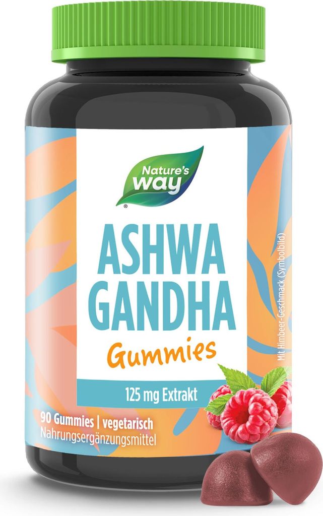 Ashwagandha Gummies I 125 mg hochwertiger Ashwagandha-Extrakt I Himbeer-Geschmack I vegetarisch I 90 Stk – 1 Dose