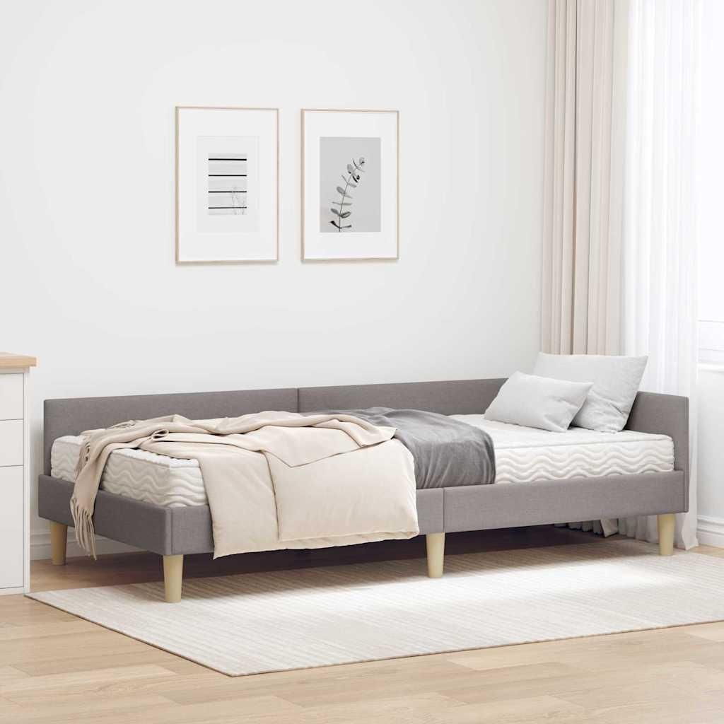 Maison Exclusive - Eckbettgestell mit Matratze mit Matratze 2 pcs Taupe Stoff