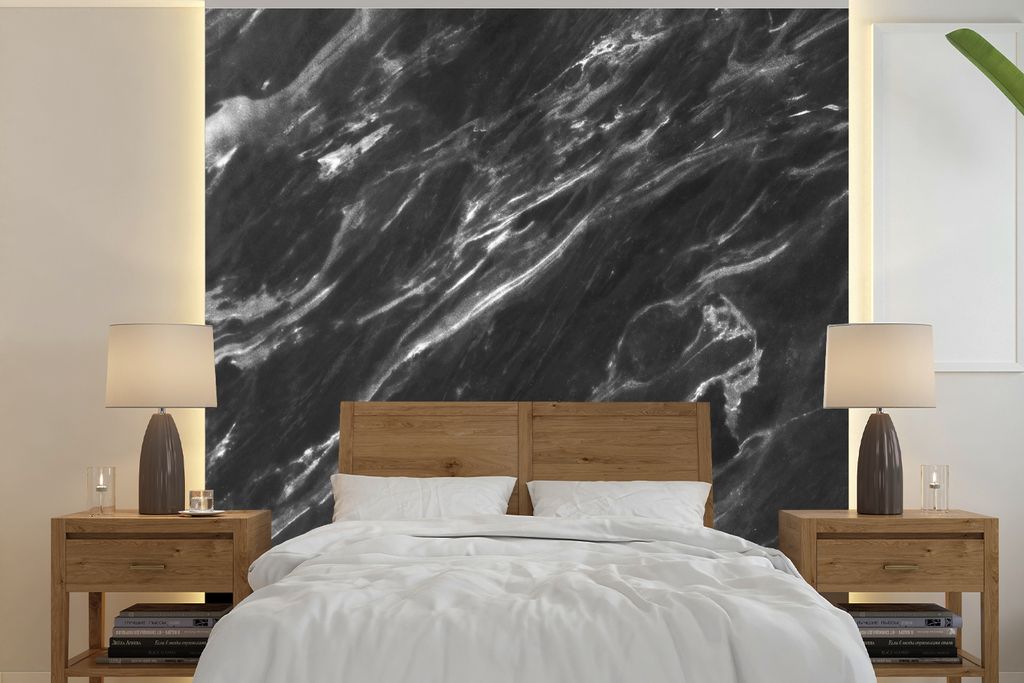 MuchoWow Fototapete für Wohnzimmer oder Schlafzimmer Wandtapete Vinyl Motivtapete Marmor - Muster - Wellen - 280x280 cm - Hintergrundbild