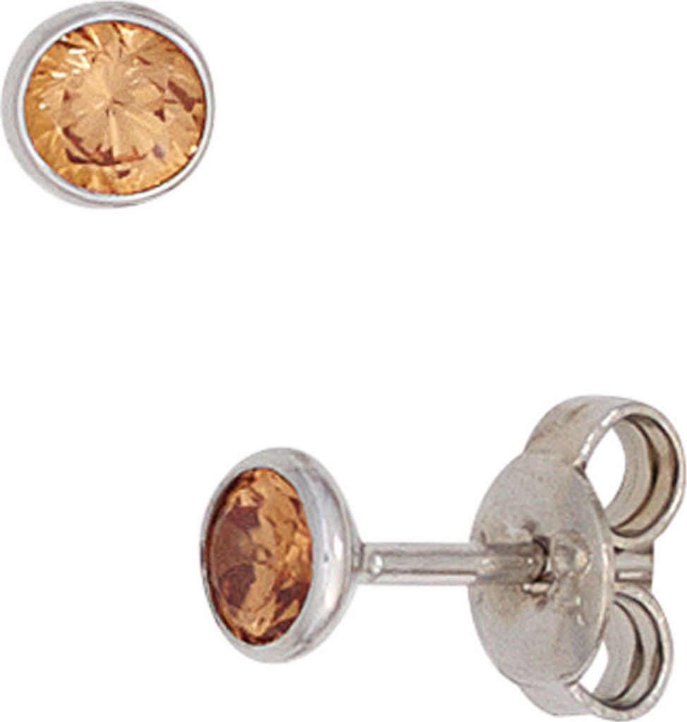 Ohrstecker Stecker 4,4mm rund 925 Silber Zirkonia champanger Ohrschmuck Damen