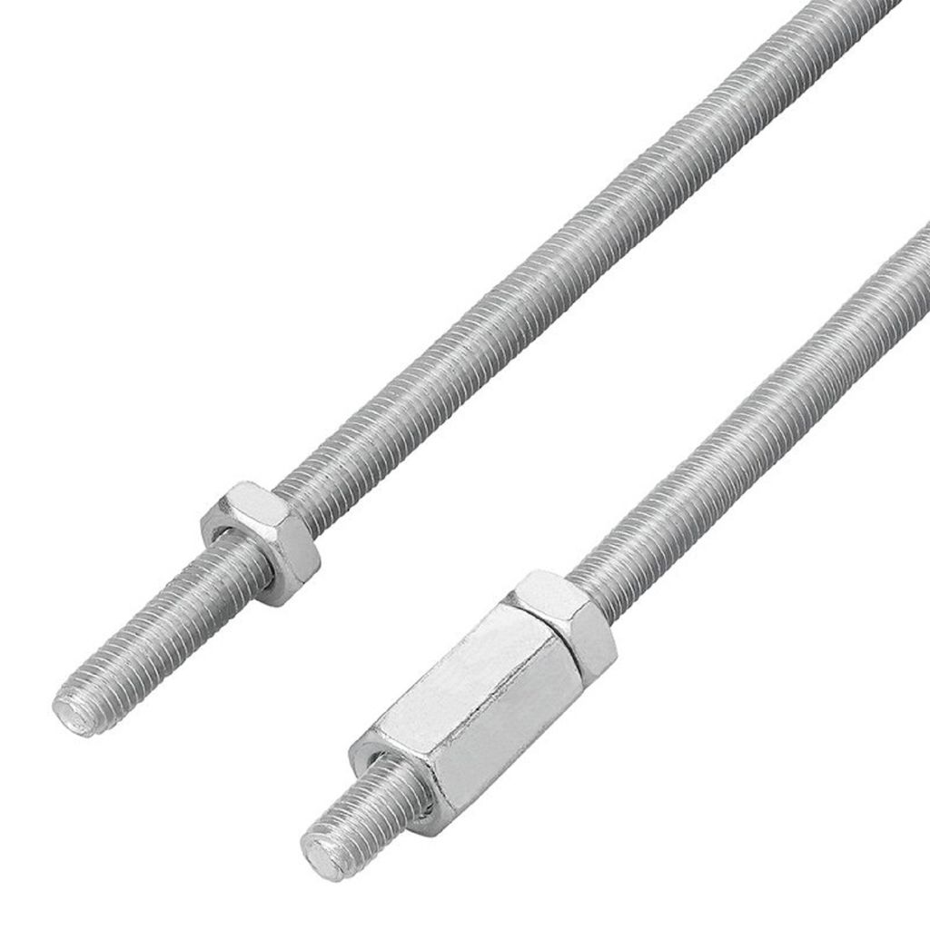 Bremsgestänge M8 für Anhänger 2 x 1 m aus Metall Silber Gewindestange