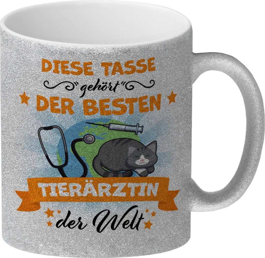 Beste Tierärztin der Welt Glitzer-Kaffeebecher