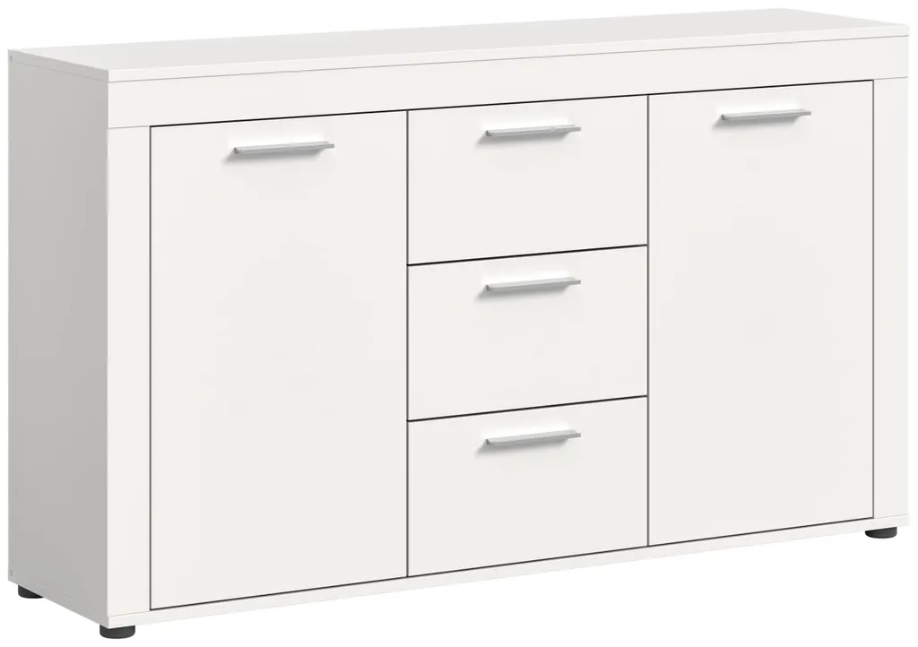 Buffet Bas Design Mélaminé Blanc avec Large Volume de Stockage Jam