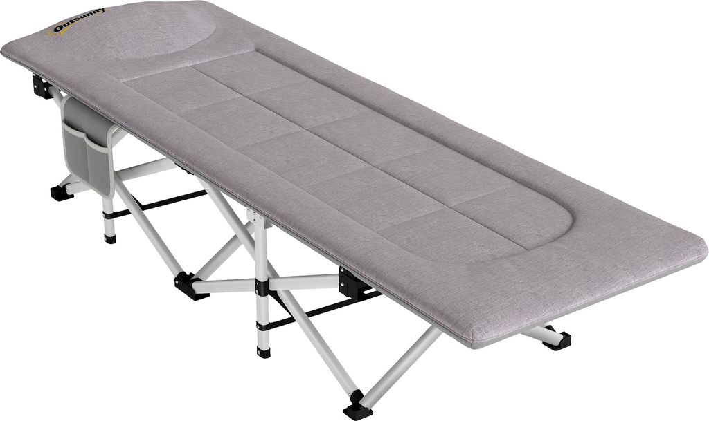 Outsunny Feldbett, Faltbares Campingbett mit Aufbewahrungstasche Oxford, Grau